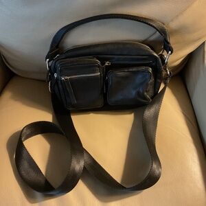 TopShop Leather purse with handle and crossbody strap